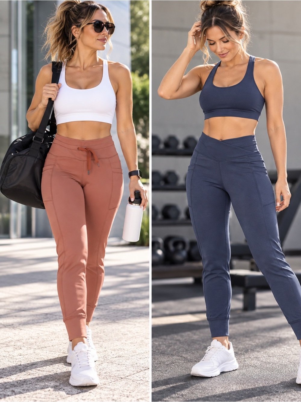 🌙✨🆕 Women’s Activewear Leggings Bundle 2-Pack – Terracotta & Navy – Size M